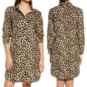 NEW Nordstrom Leopard Print Cotton Flannel Pajama Dress Nightshirt Size‎ Medium